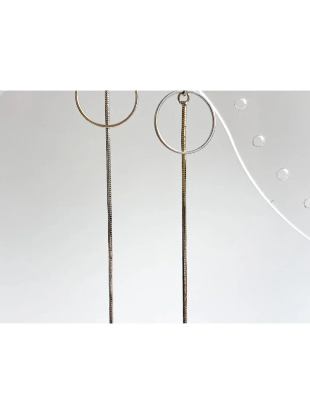 Minimalist Double Circle Vintage Sterling Silver 925 Dangle Drop Earrings